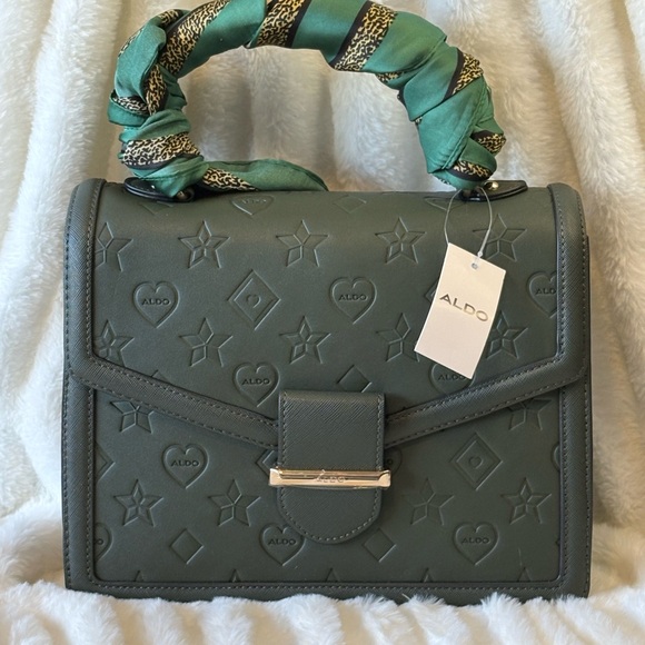 Aldo Handbags - Aldo Embossed Satchel with Green Handle Wrap